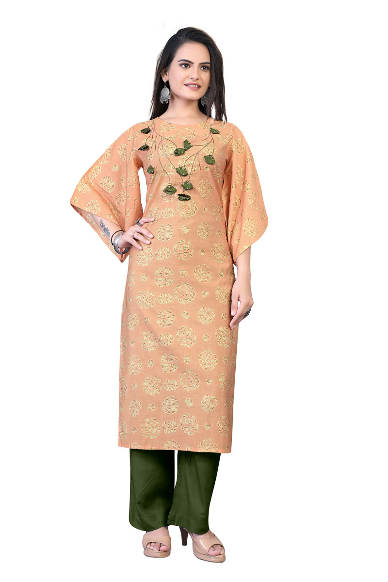 Orange Geeza Modal Batik Floral Print Kurti