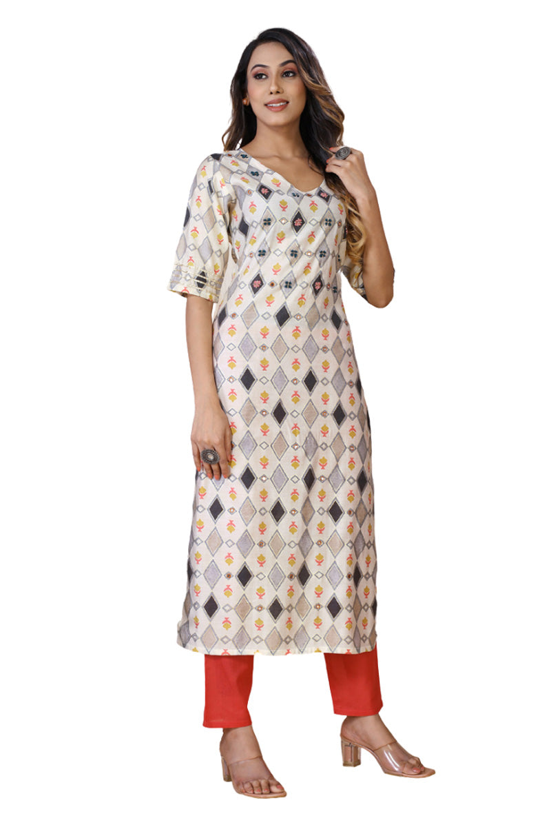 Buy Chapai Ruby Red Screen Print C-Cut Dress at Amazon.in